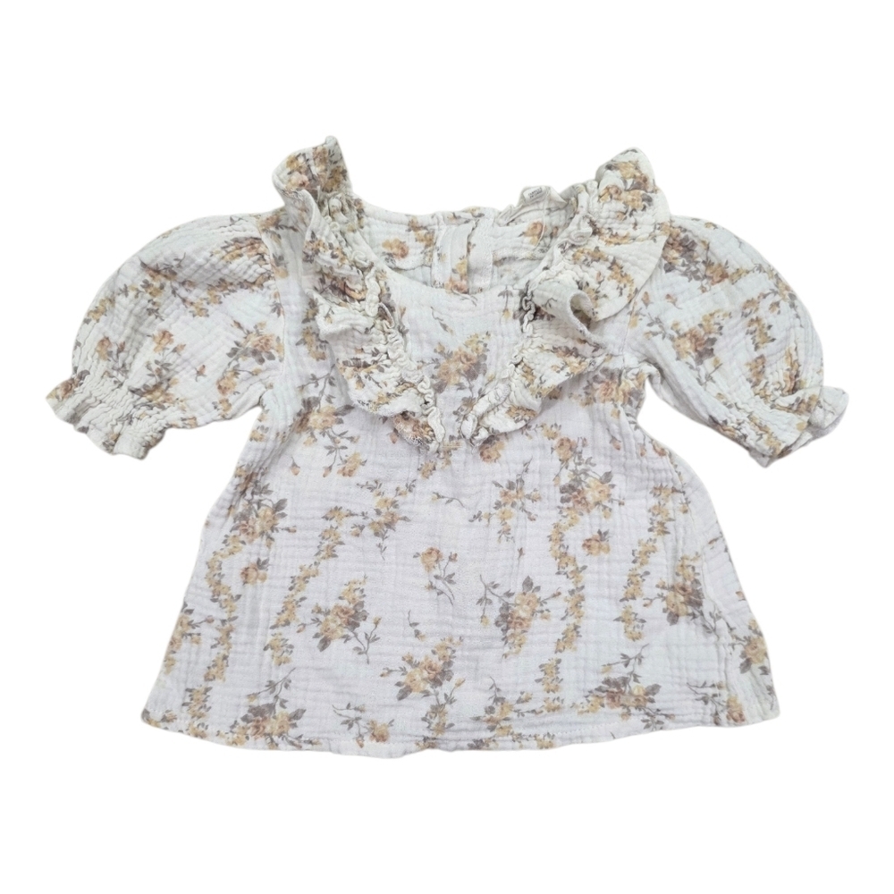 Jessica Simpson Cream Floral Ruffle Muslin Cotton Peasant Top 2T